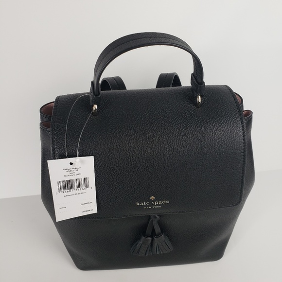 Kate Spade Hayes Medium Leather BLACK Backpack - Picture 3 of 6